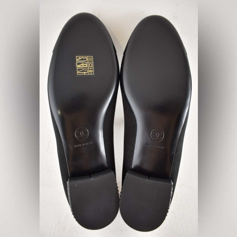 Chanel 24B Black Silk Crystal CC Logo Mary Jane Strap Ballerina Ballet Flat 38.5 - Picture 15 of 15